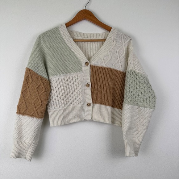 Sweaters - Altard State Patchwork Cardigan Women‎ XS Multi Color Good Cottagecore Boho Knit